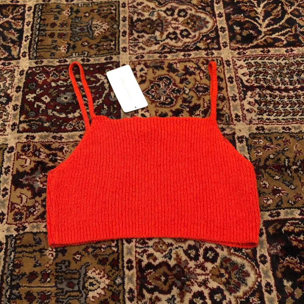 Zara Orange Sweater Knit Cropped Tank Size L